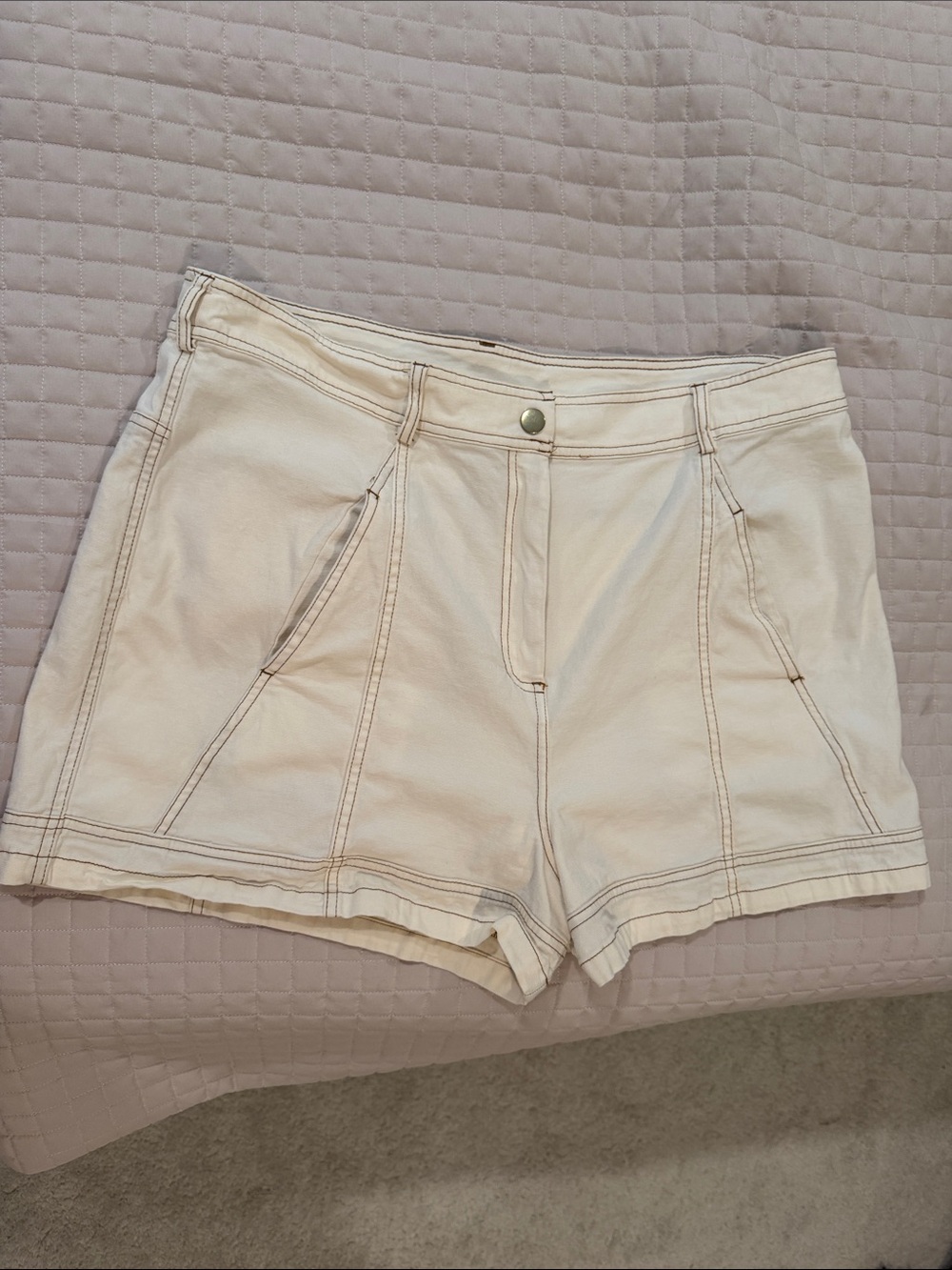 Parker Cream High-Waist Delilah Utility Shorts